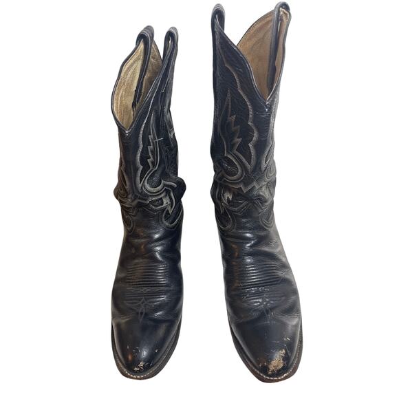 Vintage Tony Lama Black Label Cowboy Boots 9.5 D Style 3519 Western Embroidered main image 11